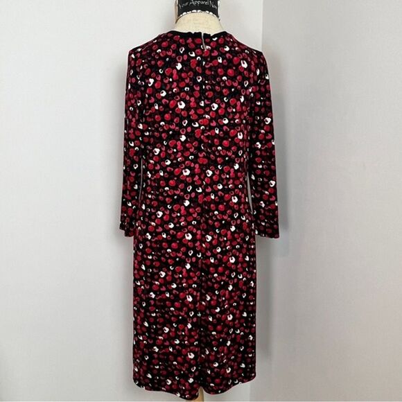 Ralph Lauren Poppy Red Floral Print Jersey Stretch Dress size Small (222) - Picture 3 of 5